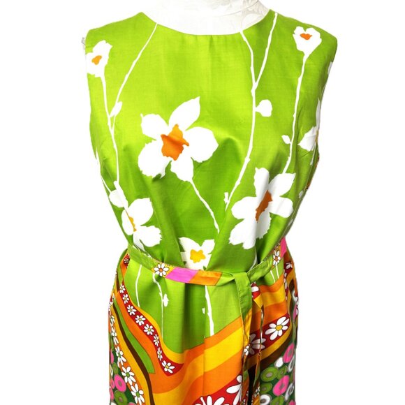 Screen Printed 60's Mod Groovy Flower Power Shift Dress Tunic MCM MOD VTG - Picture 5 of 13